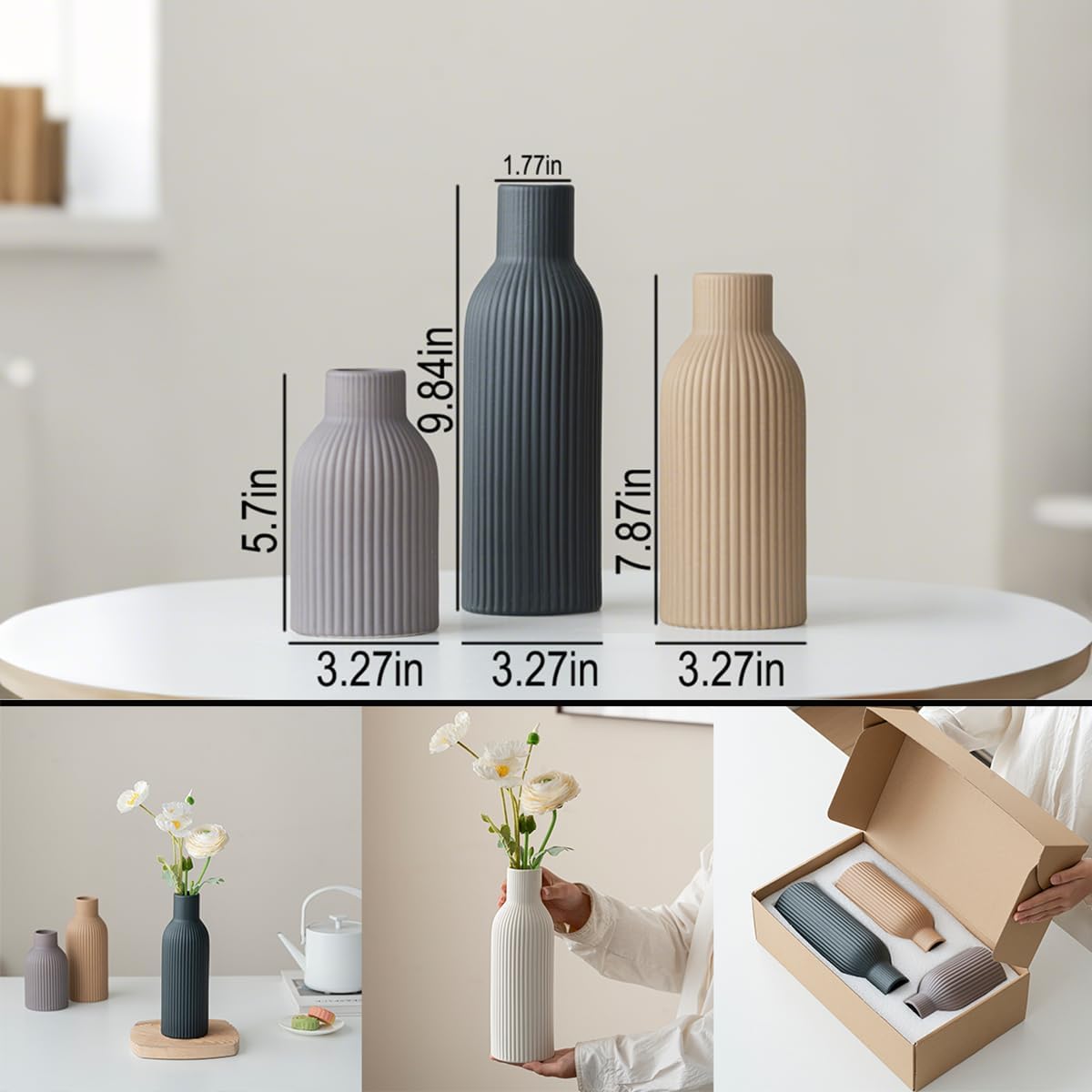 Modern Ceramic Vases / Black Mix / Set of 3