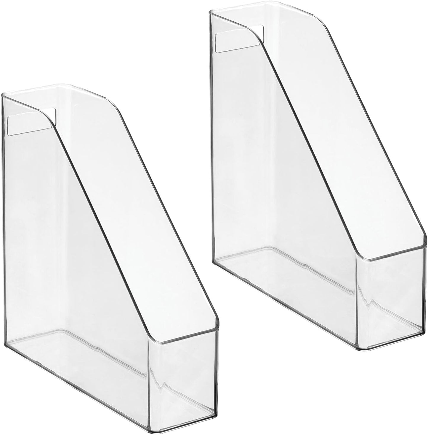 mDesign Plastic Slim Vertical File Folder Storage Organizer Bin with Handle - Hold Notebooks, Binders, Envelopes