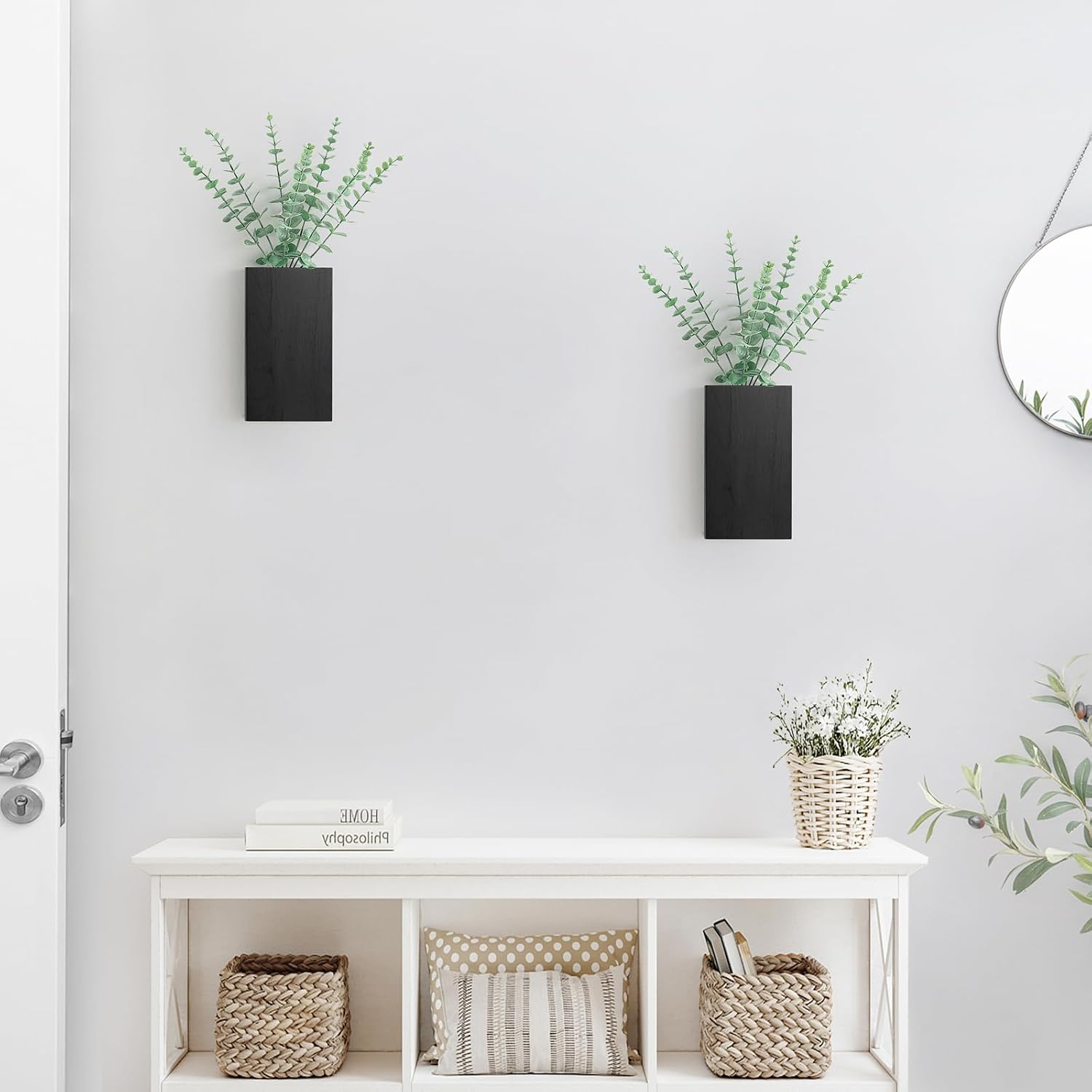 Wood Wall Planter Vase / Black / Medium / Set of 2