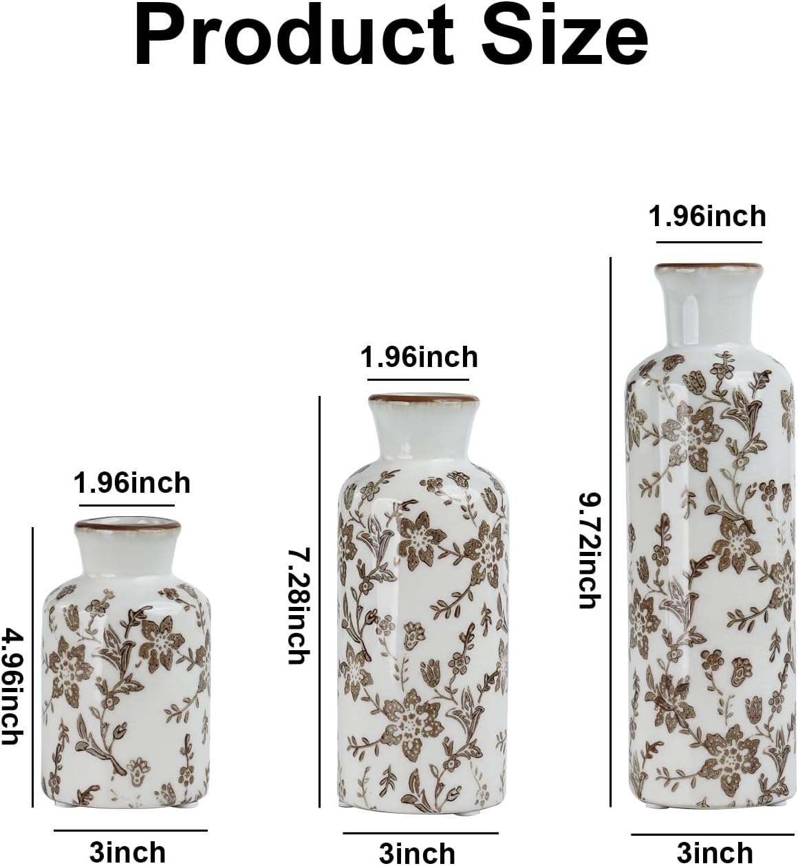 Ceramic Vase / Vintage Ceramic Flower Vases / Brown / Set of 3