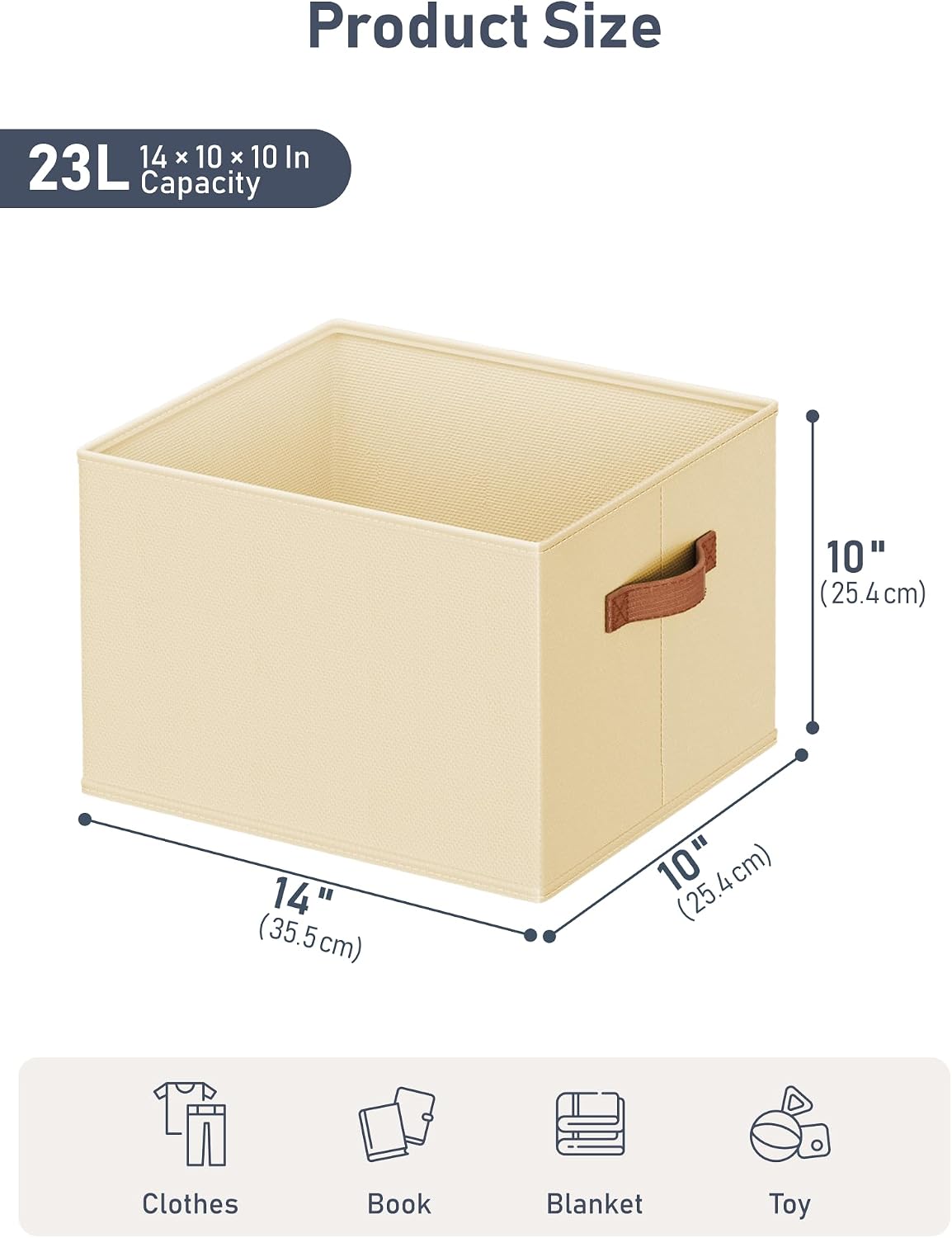 Large Closet Storage Baskets Bins / Beige / 14 x 10 x 10 / Set of 6