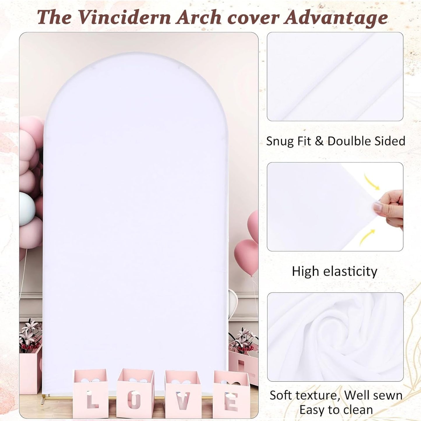 Metal Arch Stand / 6.6FT Arch with Cover / White / 6.6 Inch