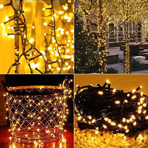 Joomer Solar Christmas Lights Outdoor, 105FT 300LED 8 Modes, Warm White