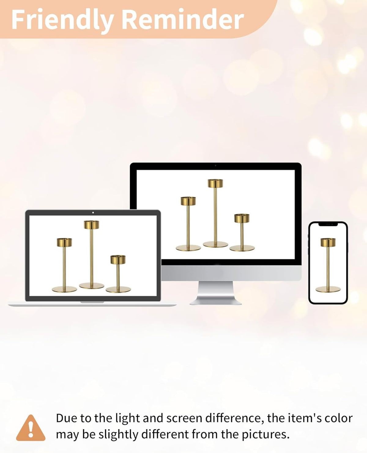 NUPTIO Candlestick Holders for Table Centerpiece, Set of 3 Gold Decor | Candle Sticks Holder with Clear Glass