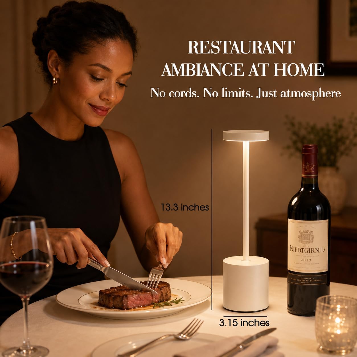 AUDLES White Cordless Table Lamp Set of 2, USB Rechargeable Touch Dimmable | Desk lamp with 3 color temperatures, touch