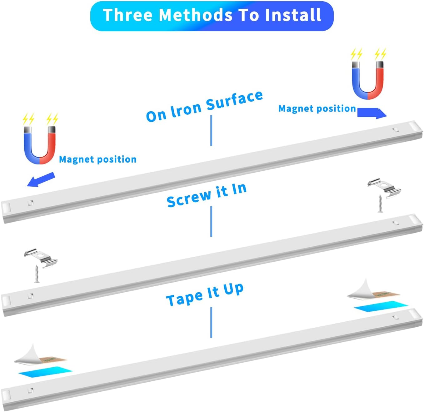 LED Cabinet Light Bars Motion Sensor Dimmable Lights Kitchen Closet Shelf | Warm, Natural, Cool White, Stepless
