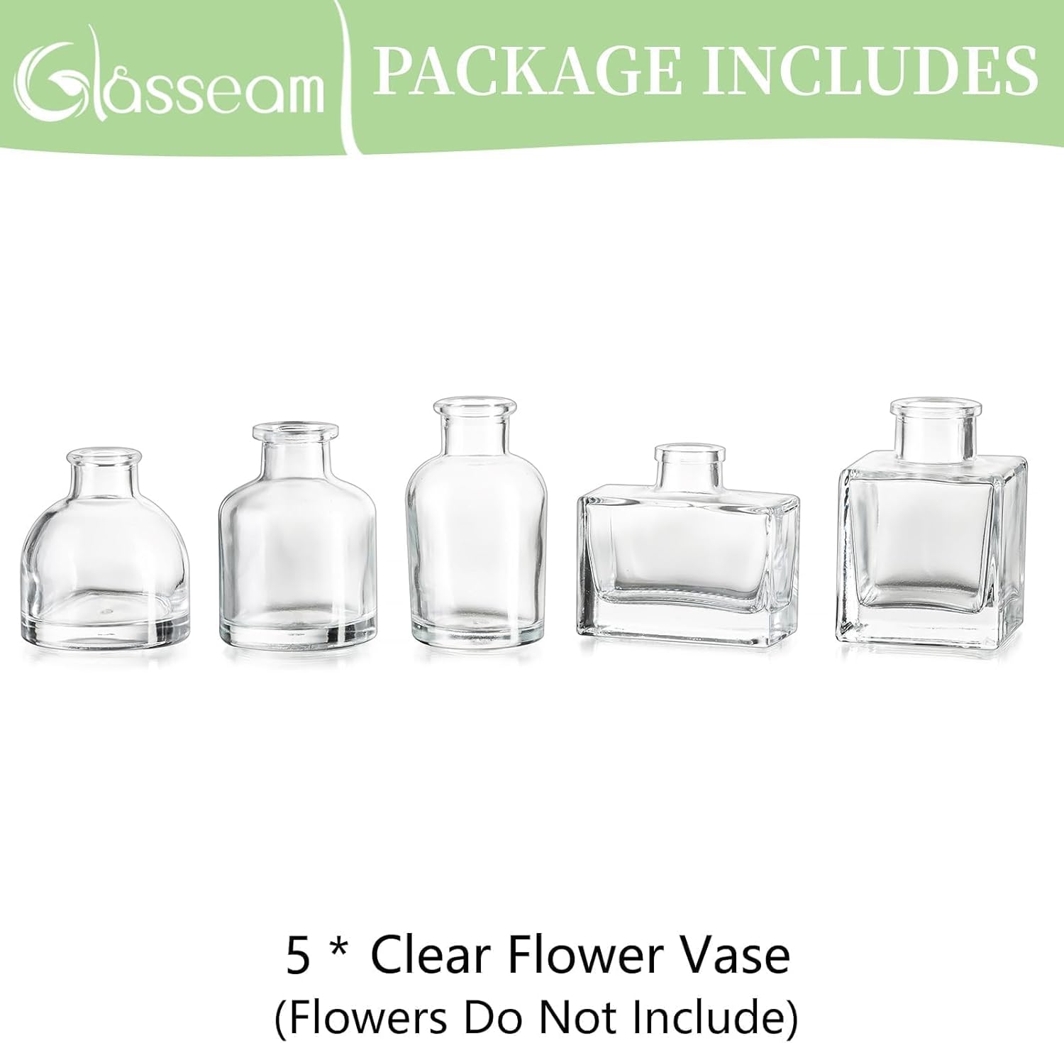 Mini Glass Bud Vases / Clear / Set of 5