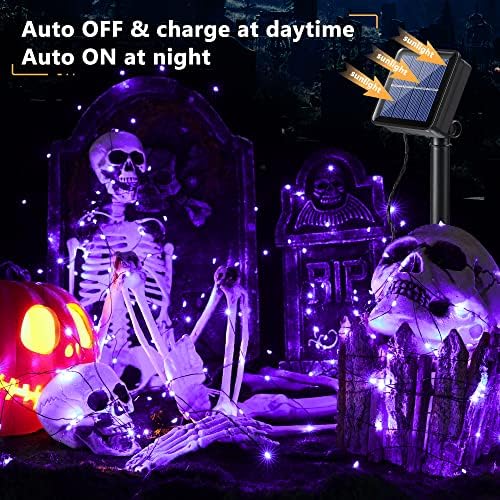 Brizled Solar Halloween Purple Fairy Lights, Outdoor Halloween String Light