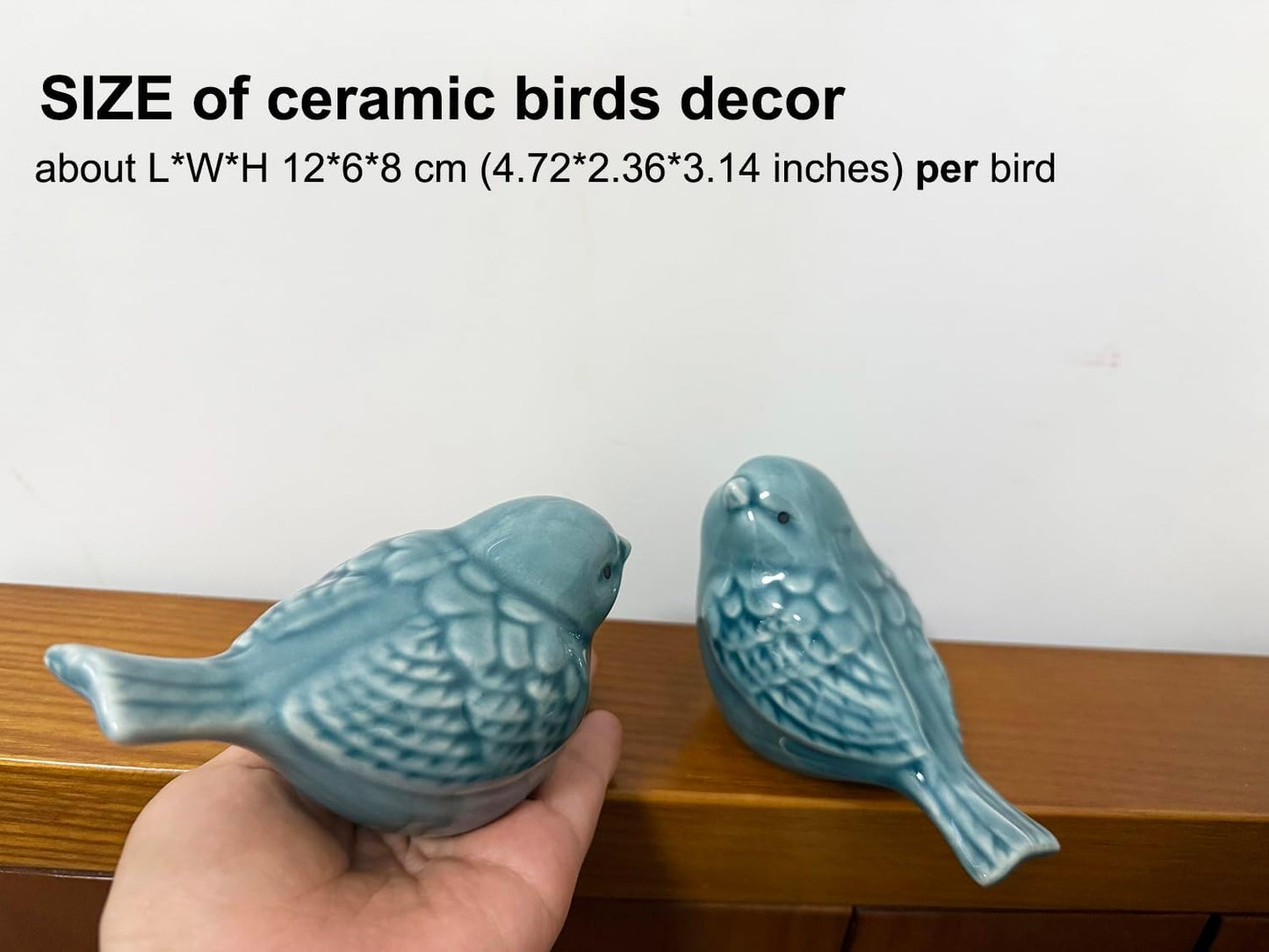 Ceramic Bird Figurines / Blue / Set of 2