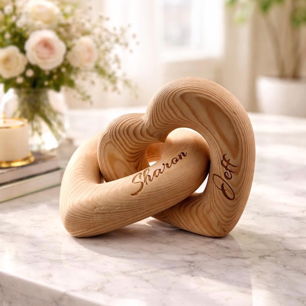 Names Wooden Love Knot Heart Sculpture Couple Gifts Home Decor