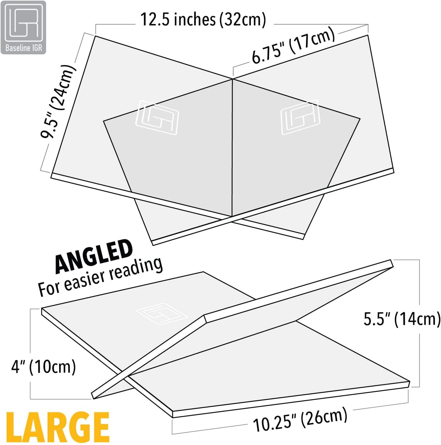 Large Clear Acrylic Book Stand, 12.5" x 9.5" x 5.5”, Acrylic Book Holder, Open Bookstand for Display and Reading