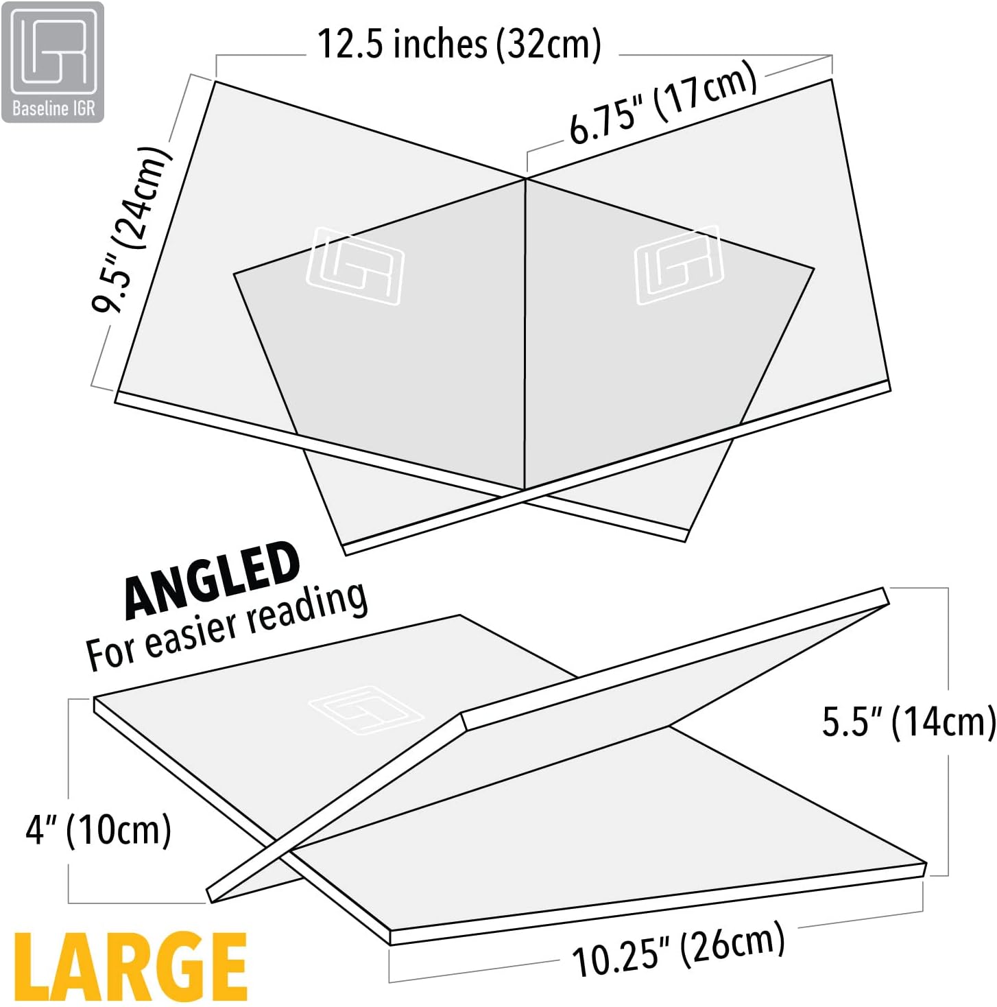 Large Clear Acrylic Book Stand, 12.5" x 9.5" x 5.5”, Acrylic Book Holder, Open Bookstand for Display and Reading