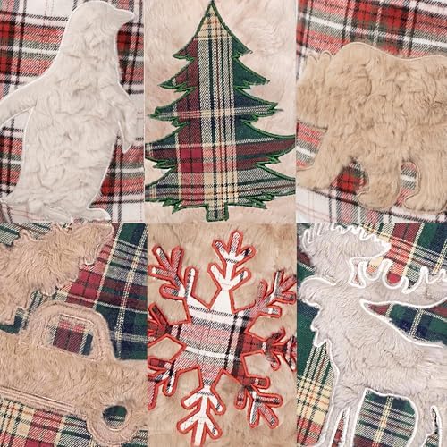 LUBOT New 6 Pack Christmas Stocking 20" Red Green Plush Plaid Mix and Match Classic Rustic Farmhouse Country Cotton Fireplace Hanging Xmas Stockings Decorations for Family Holiday Season Decor
