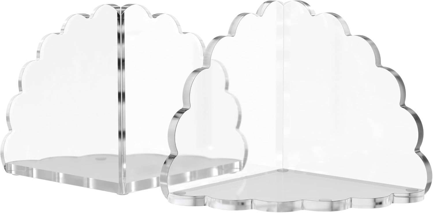 Scalloped Acrylic Bookends / Clear / Set of 2