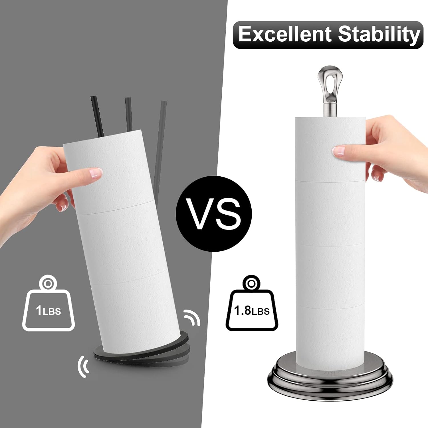 KASUNTO Toilet Paper Holder with Rustproof, Metal Free Standing Toilet Paper Stand Storage for Bathroom, Tissue Paper
