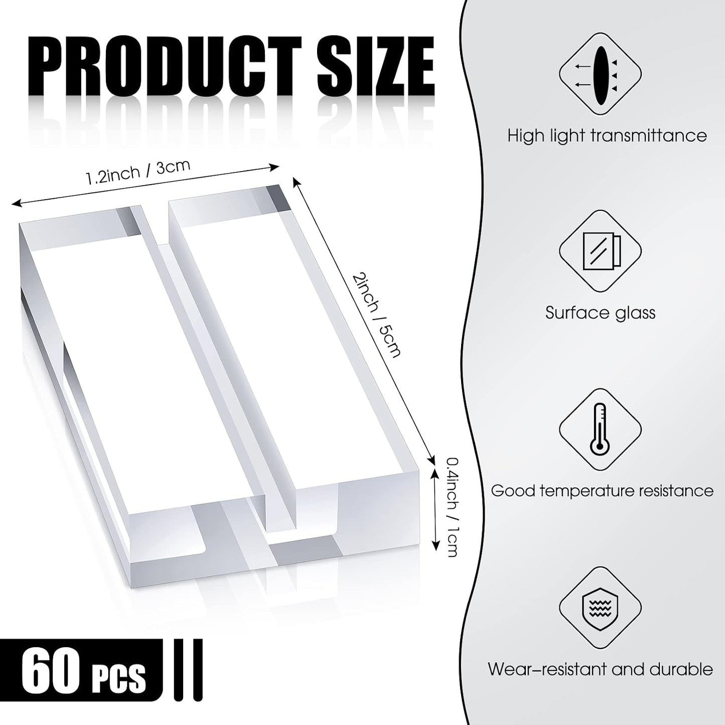 Blulu 40 Pieces 2 Inch Acrylic Place Card Holders Clear Stands Base with 3 mm Card Slot Numbers Display Table Sign for