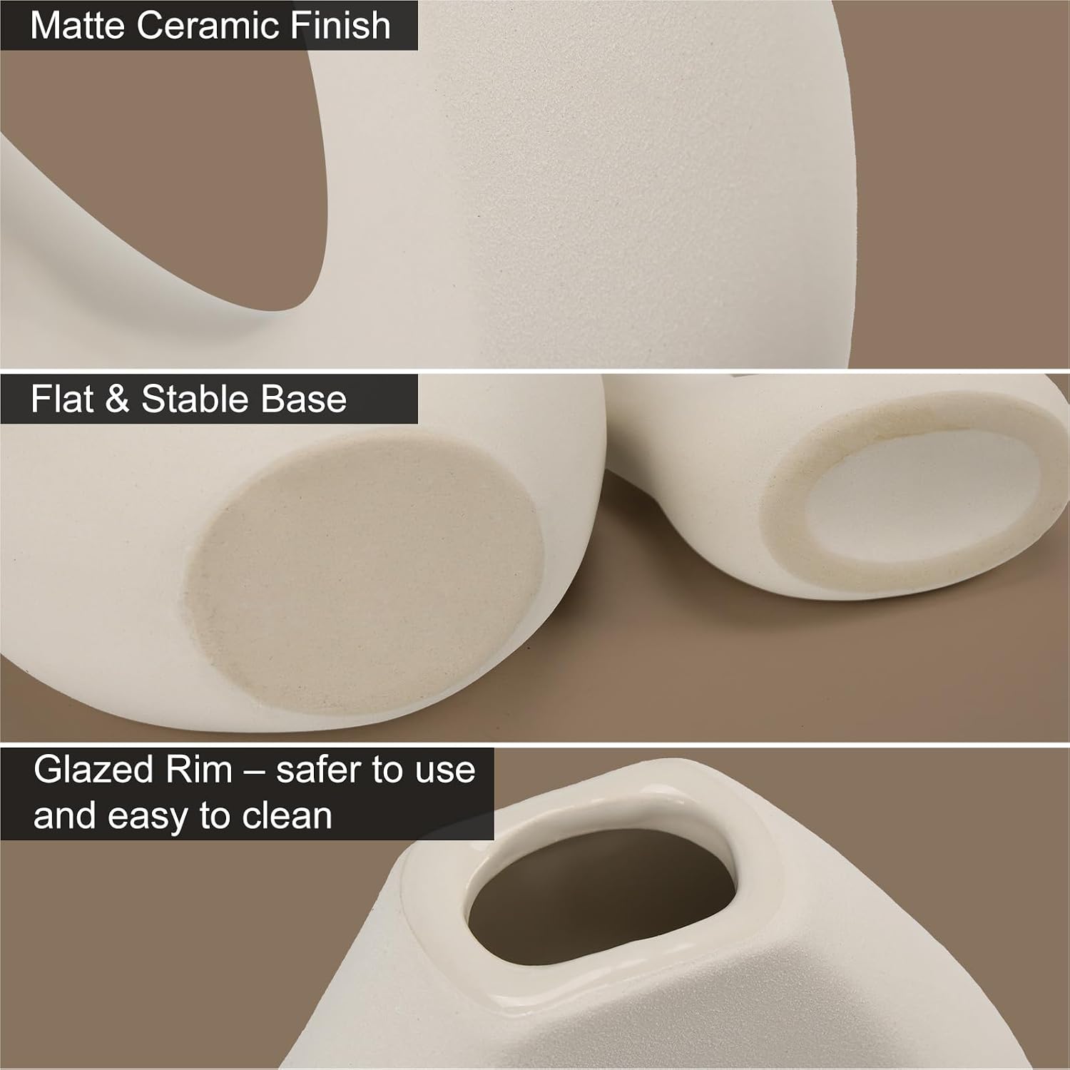 Ceramic Vase / Modern Donut Vases for Nordic Minimalist Boho Home Decor / Set of 2