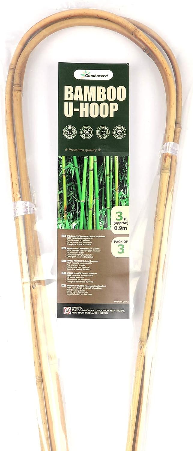 Cambaverd Bamboo Trellis 4 Feet, 3 Pack Arch Plant Trellis Indoor Outdoor | Natural Large Garden Trellis for Climbing