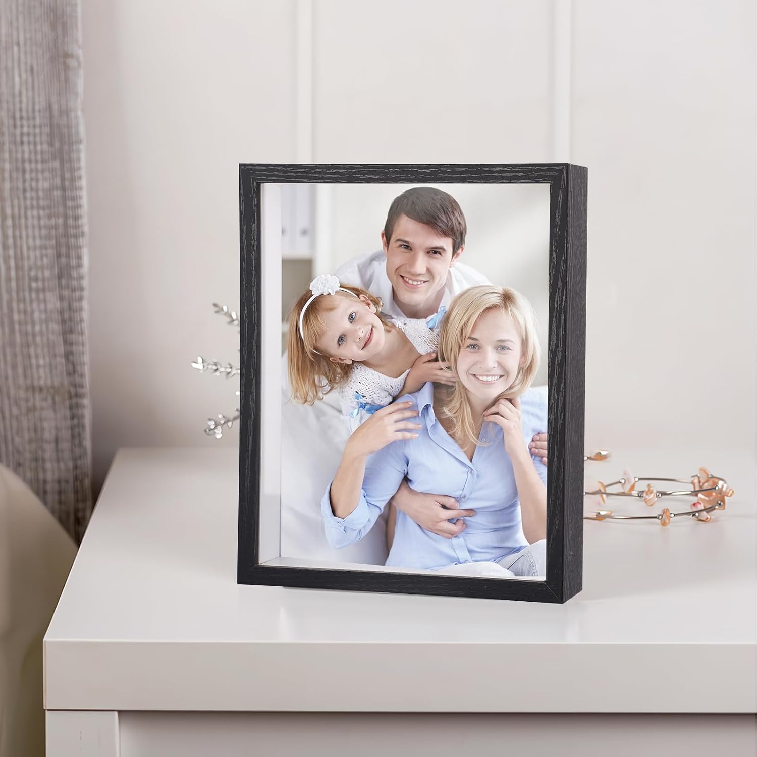 Shadow Box Frame 8x10 - 3 Pack Wood Deep Shadowbox with Glass Shadow Boxes Display Cases Suitable for Photos, Dried