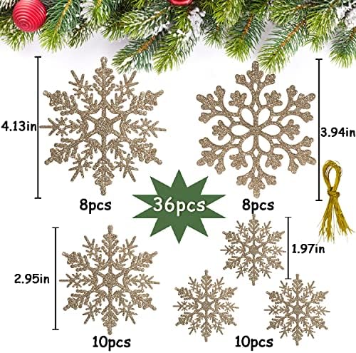 kockuu Glitter Snowflake Ornaments for Christmas Tree Decorations