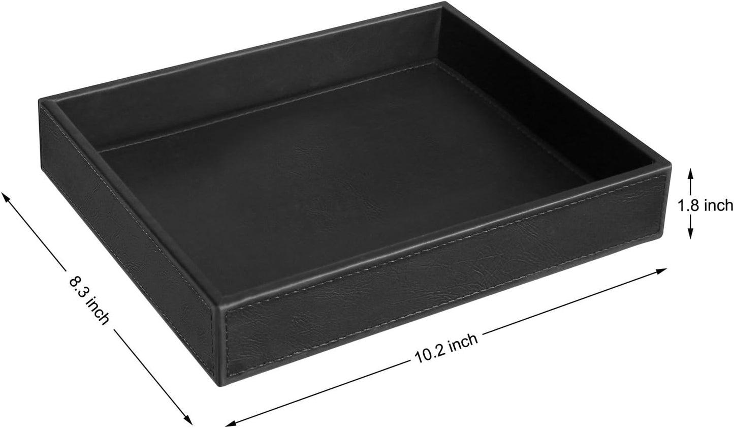 Valet Tray Nightstand Organizer Leather Catchall Tray for Perfume / Black