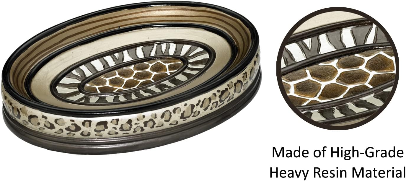 Zahari Home 4pc Safari Stripes Stylish Bathroom Accessories Set Hand Soap Dispenser, Tumbler, Tooth Brush Holder and
