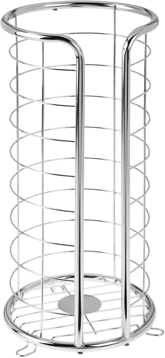 mDesign Metal Free Standing Toilet Paper Organizer Stand - 3 Rolls of Jumbo Toilet Tissue Storage - Bathroom Decor