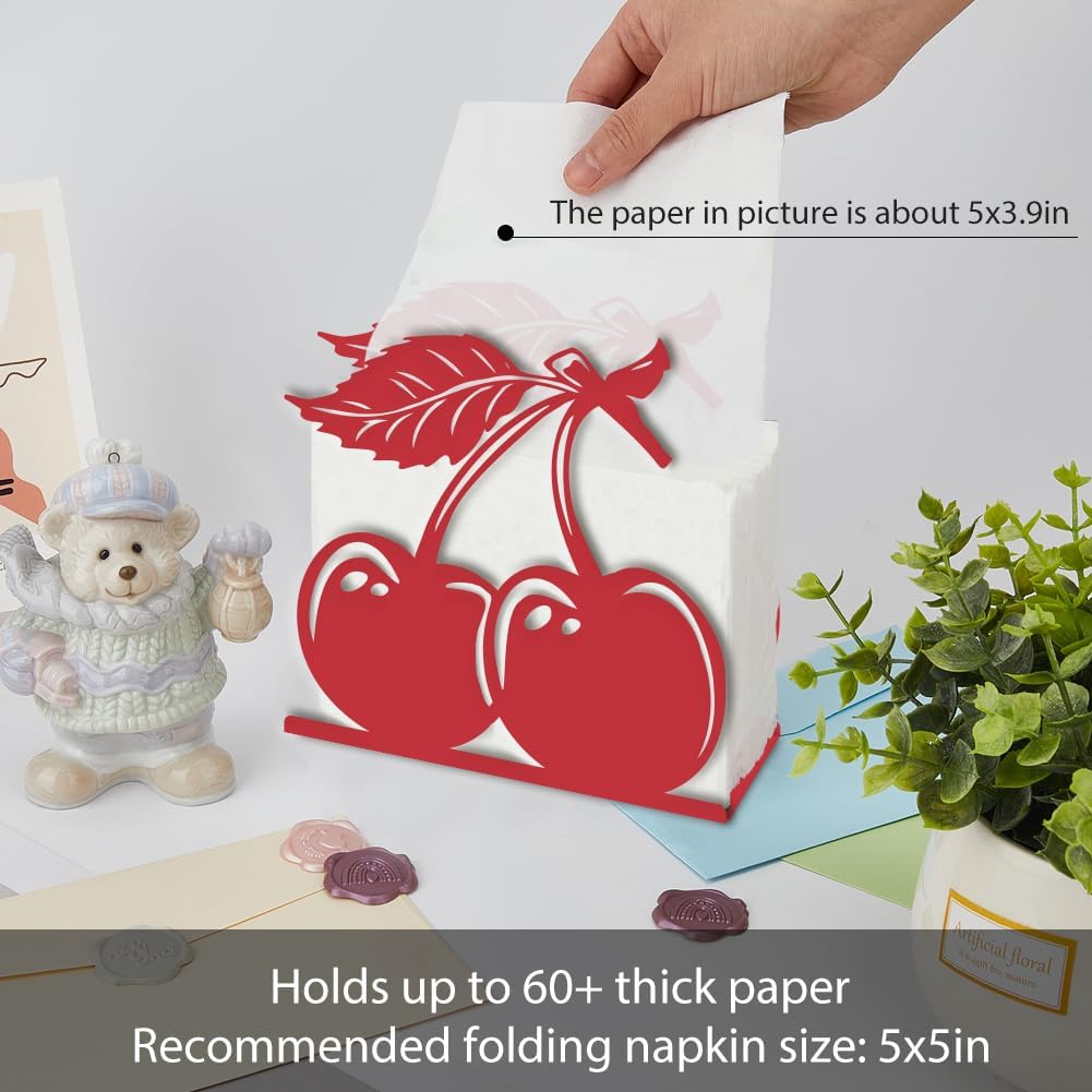Napkin Stand Metal Tissue Holder Organizer Paper Napkins Holders / Cherry / Red