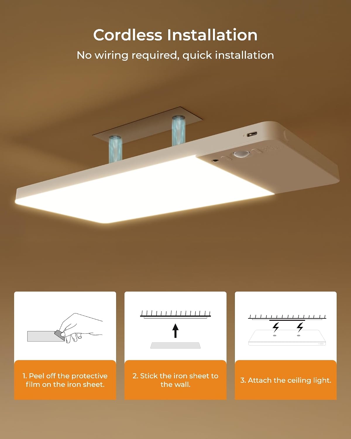 2 Pack Rechargeable Motion Sensor Ceiling Light, Cordless Closet Light | Upgraded Closet Lights with 12000mAh Battery