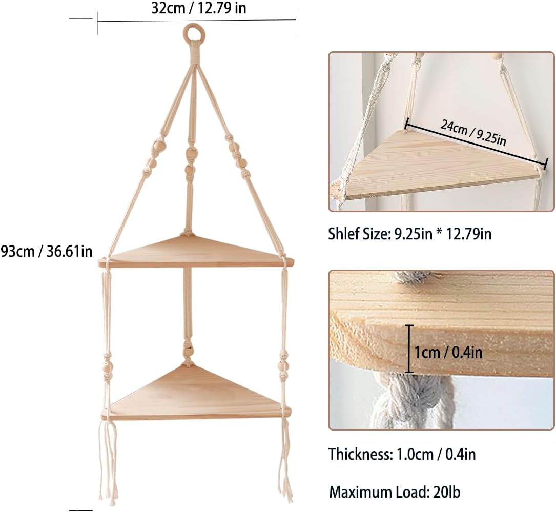 2 Tier Wood Floating Shelves / White - 2 Tier