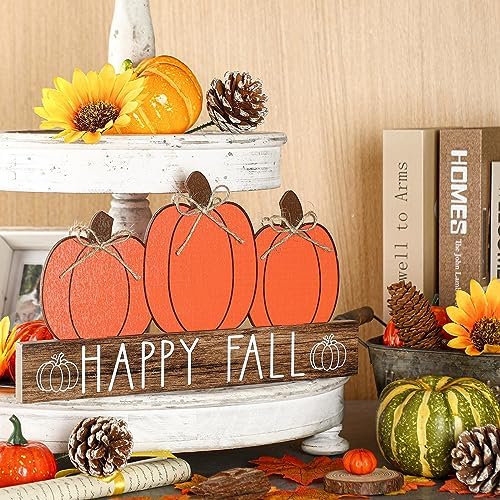 Happy Fall and Halloween Wooden Pumpkin Sign Office Home Decor
