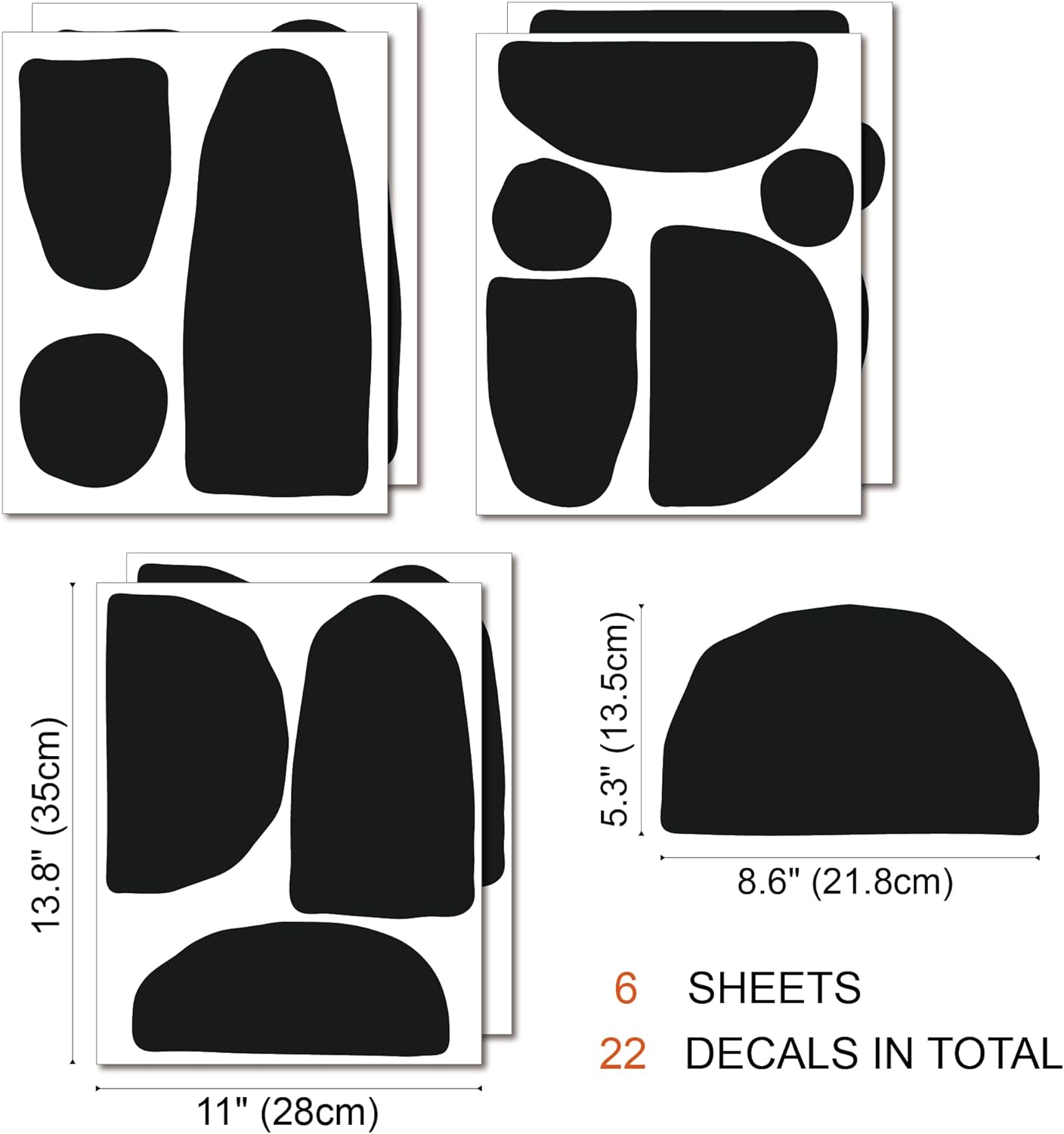 Modern Irregular Shapes Decals / Bohemian / Black