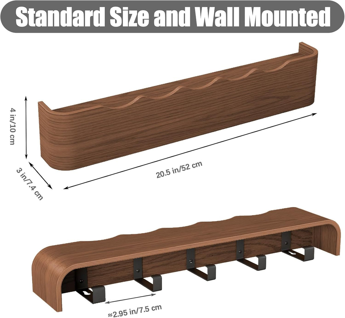 Coat Rack Wall Mount with Shelf 5 Hidden Hooks Modern Wooden Key Holder Entryway Organizer for Hallway Bedroom Bathroom
