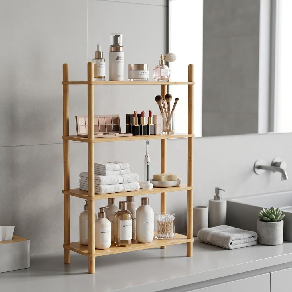 4-Tier Bamboo Coffee Bar Organizer,Coffee Bar Accessories, Mul-tifunctional Wooden Beaded Coffee Station Countertop