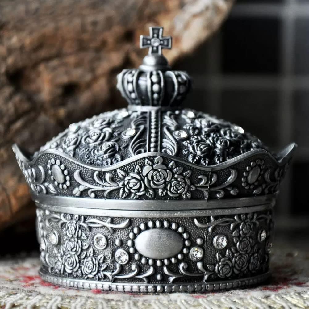 Creative Vintage Metal Alloy Design Jewelry Box Ring Trinket Case Christmas Birthday / Crown / Large