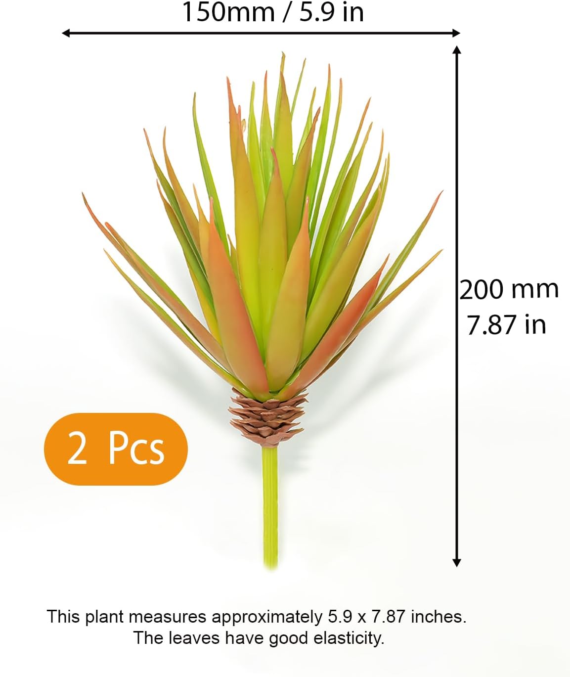 Realistic Artificial Faux Succulent Yucca Vera Greenhouse Small Plants / Autumn Green / Set of 2