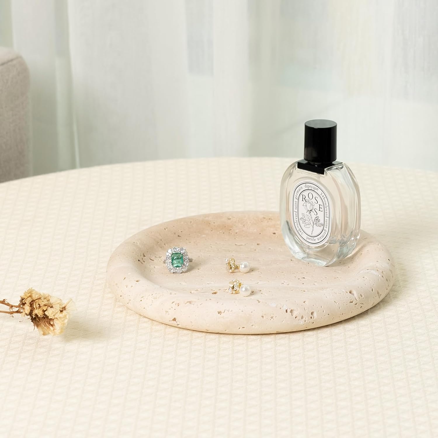 Candles / Italian Round Travertine Tray