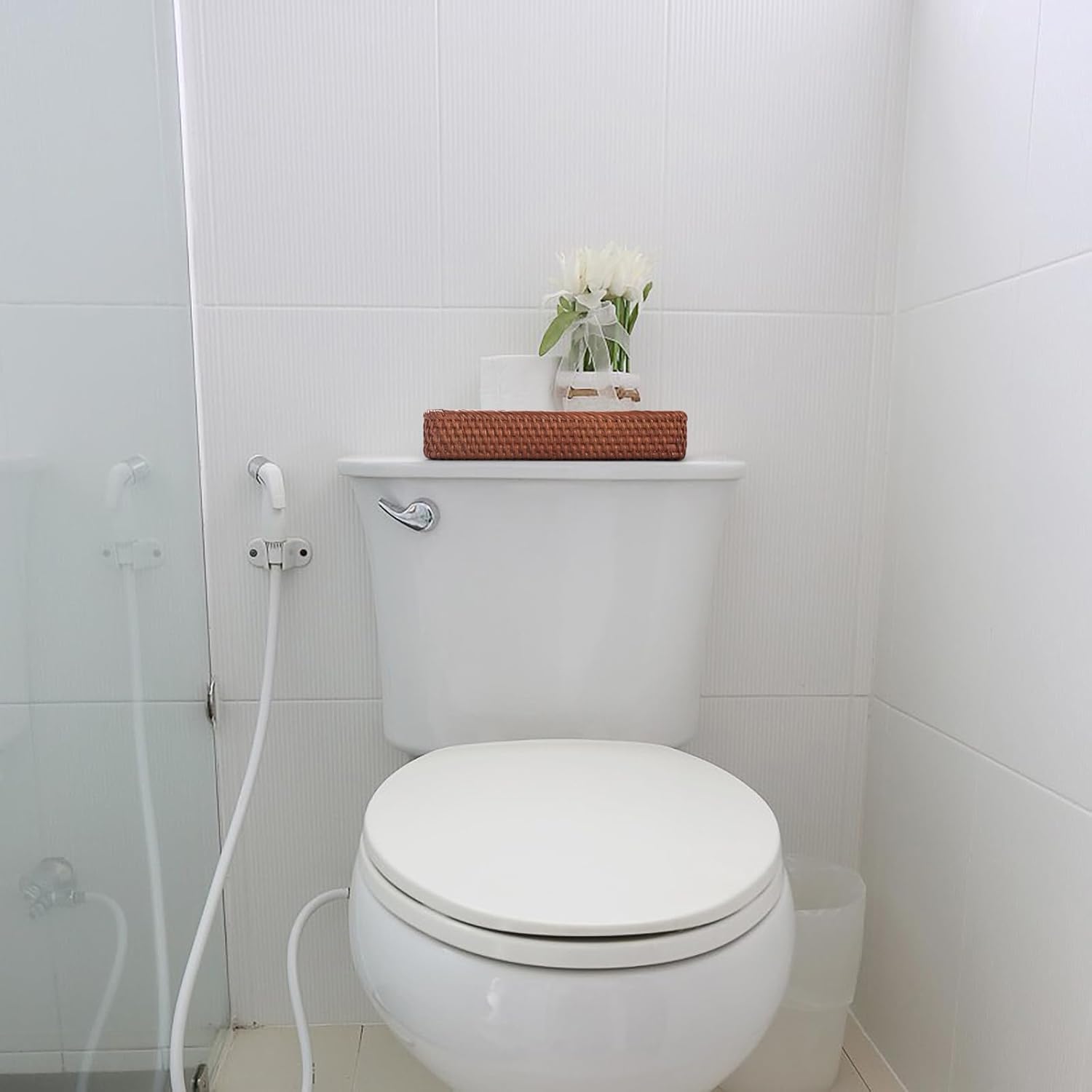 Rattan Bathroom Vanity Trays Toilet Tank Baskets Long Narrow Hand / Honey Brown / 10.2 x 4.9 x 1.6