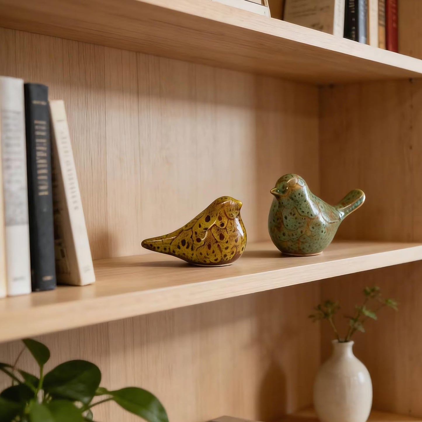 Two-piece set of parent-child bird statues / Kiln Color Change