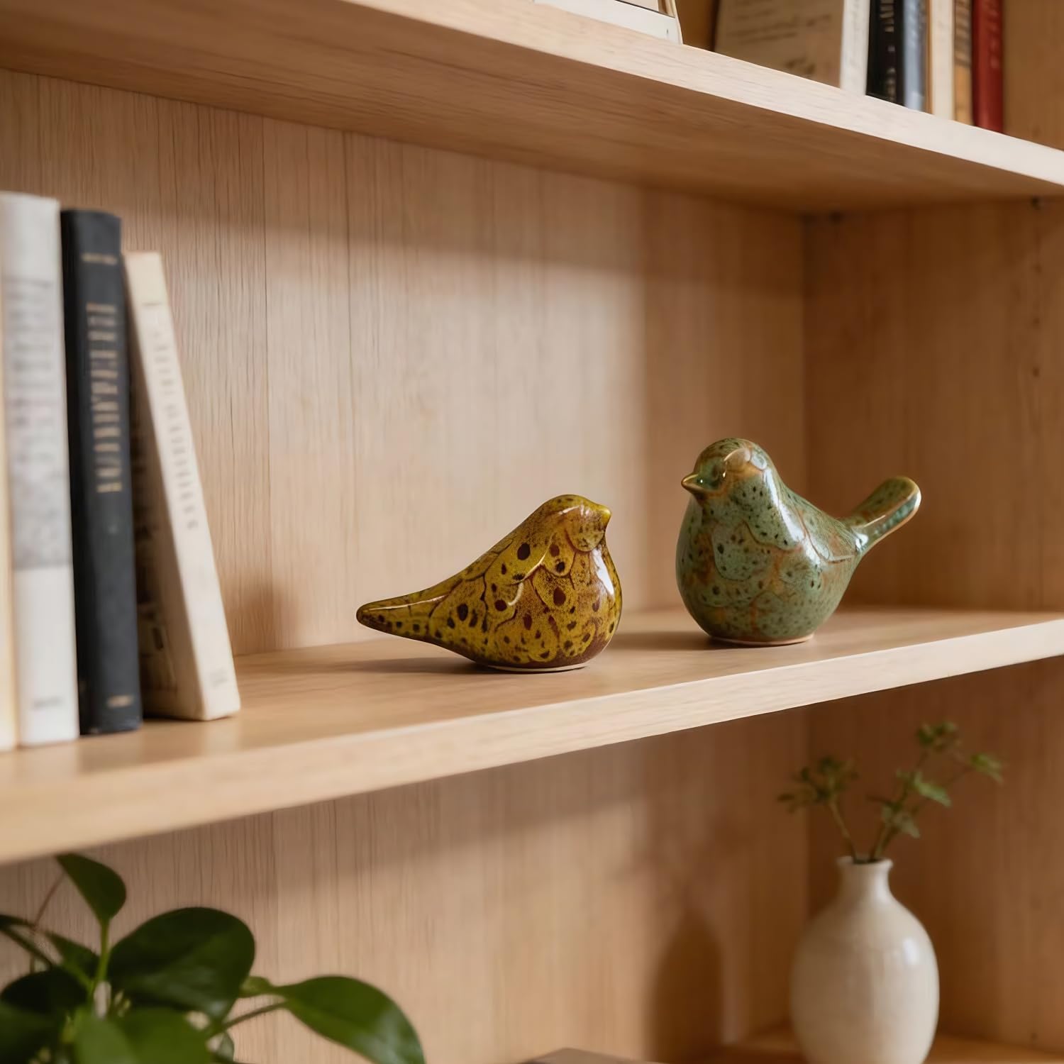 Two-piece set of parent-child bird statues / Kiln Color Change