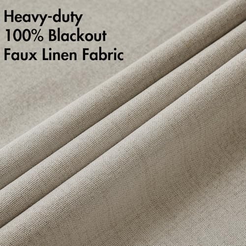 MIULEE 100% Blackout Linen Curtains for Bedroom 52x84 Inches Pebble Taupe