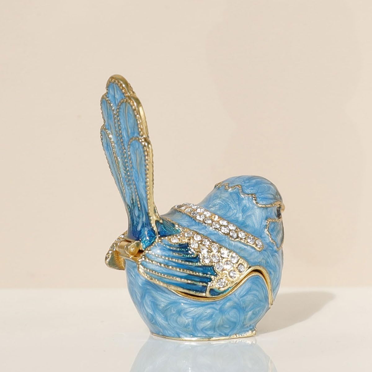 Adorned Mini Jewelry Organizer for Rings & / Trinket Box-b / Blue