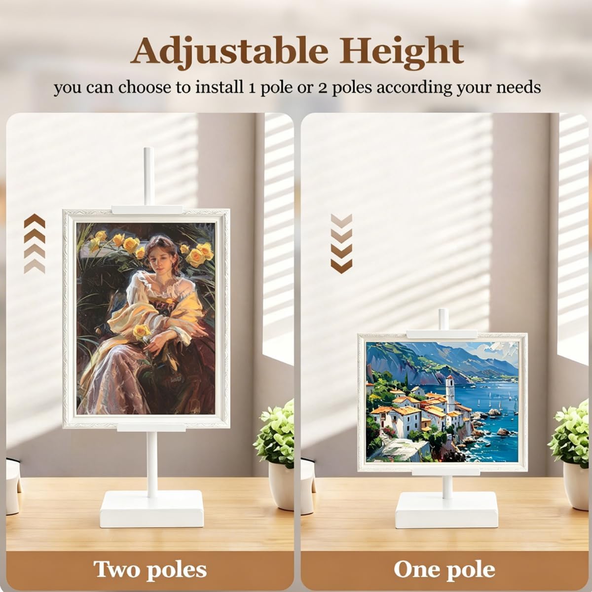 18'' Adjustable Tabletop Easel Stand, White Easel for Display | Steady and Elegant Picture Easels for Display, Picture