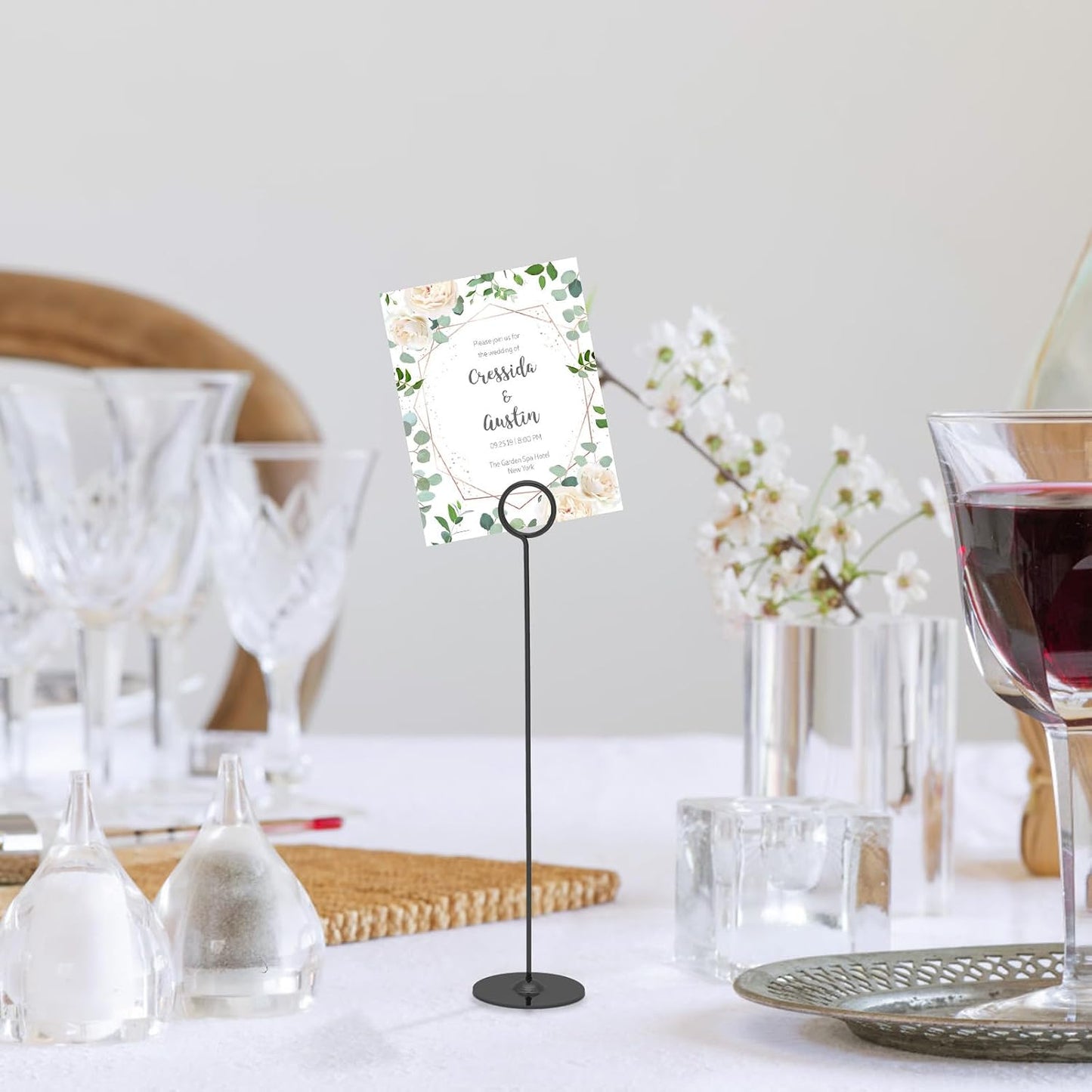 Urban Deco 24PK Table Number Holders Place Card Holders 12 Inch Table Card Holders Steel Card Holders for Photos, Food