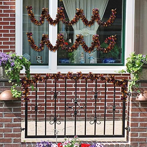 WILLBOND 6 Pcs 39.4 ft Tinsel Garland, Black, Orange and Purple Mixed