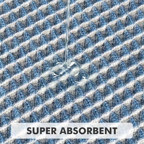 MIULEE Set of 2 Waffle Bathroom Rugs Boho Bath Mat Blue&Cream 17x24 Inch