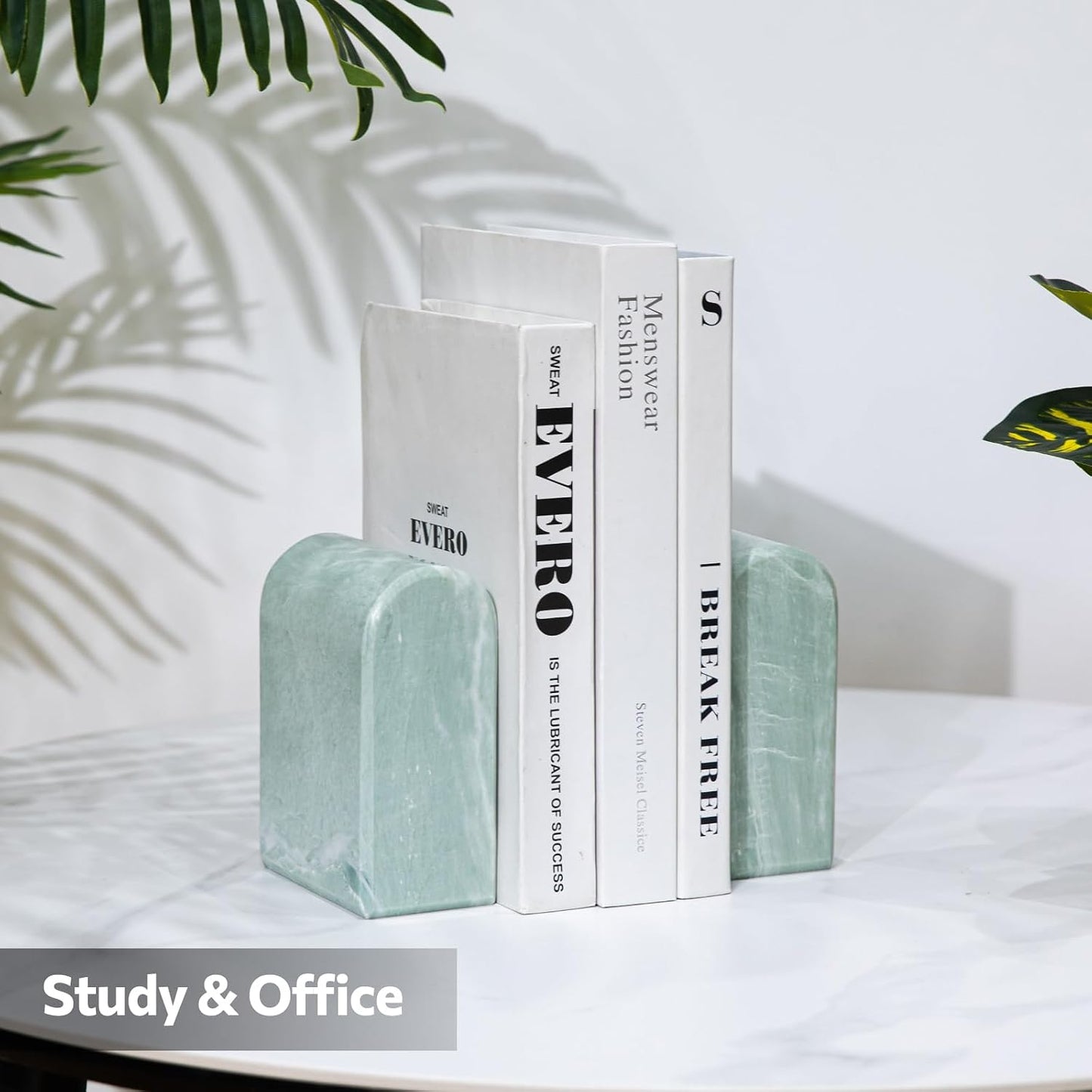 Marble Bookends / Stone Bookends Decorative / 2.5 x 4.7 x 5.7 / Light Green