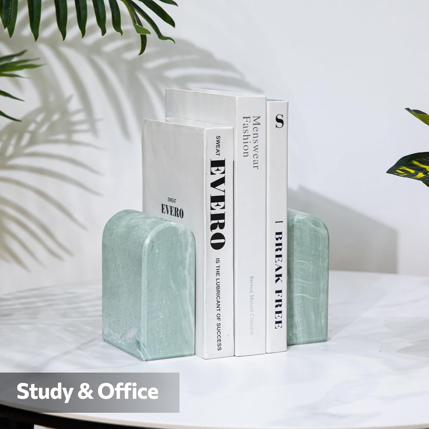 Marble Bookends / Stone Bookends Decorative / 2.5 x 4.7 x 5.7 / Light Green