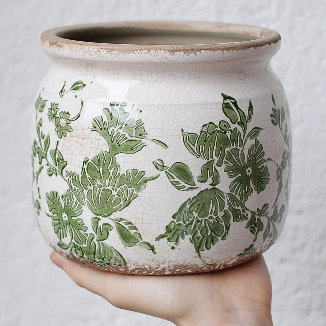 Tuscan Ceramic Indoor Plant Pot & Vase / Classic Green