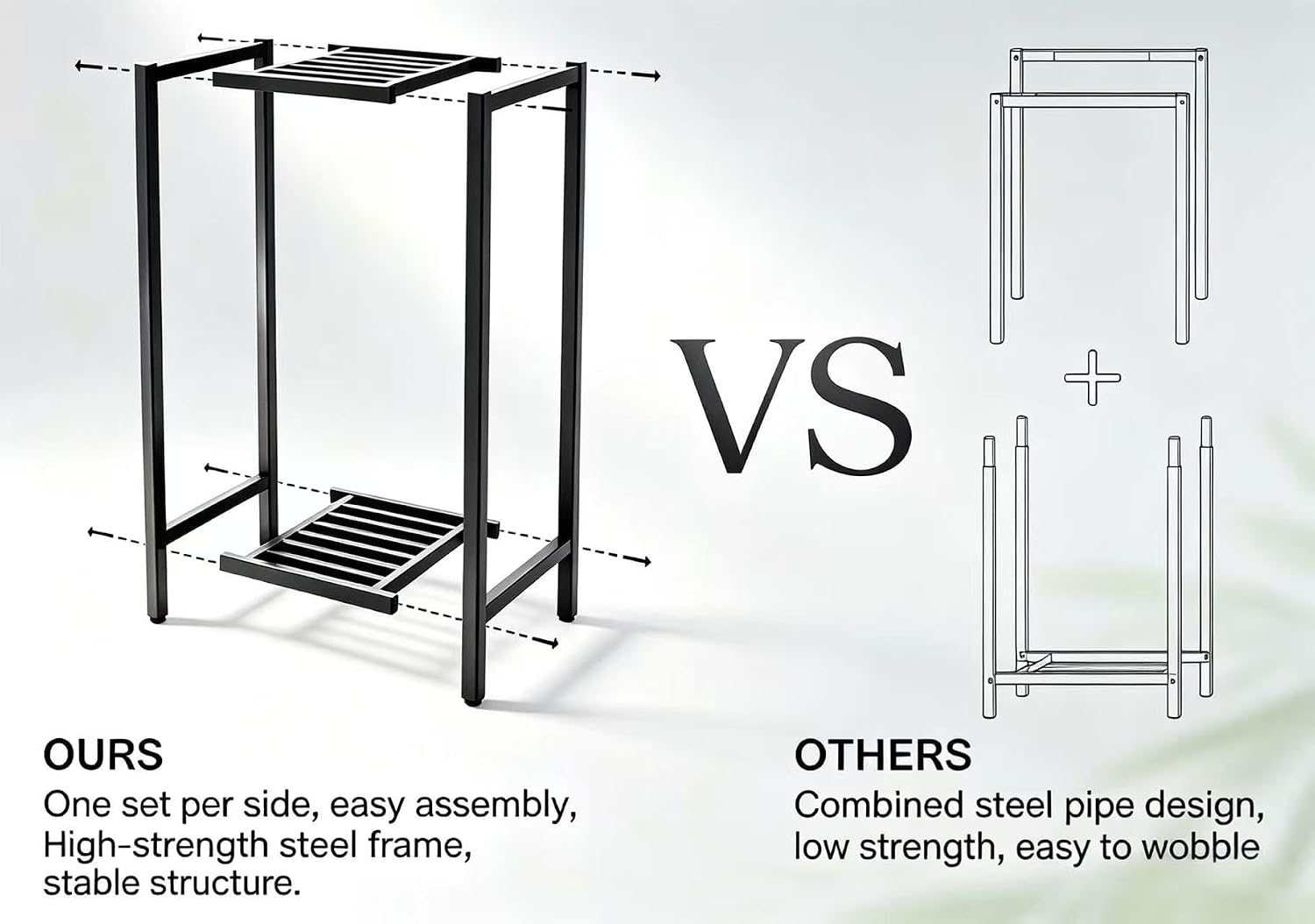 Zhongma 2 Tier 30" Tall Indoor Outdoor Plant Stand, 12 L x 12 W x 30 H inch, Heavy Duty Square Metal Flower Stand for